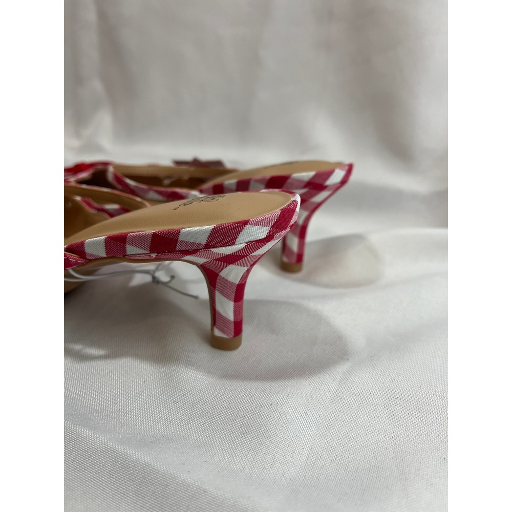 Wild Fable Red Gingham Pointed Toe Kitten Heel Mules Bow Detail Size 8.5 NEW - Picture 3 of 6